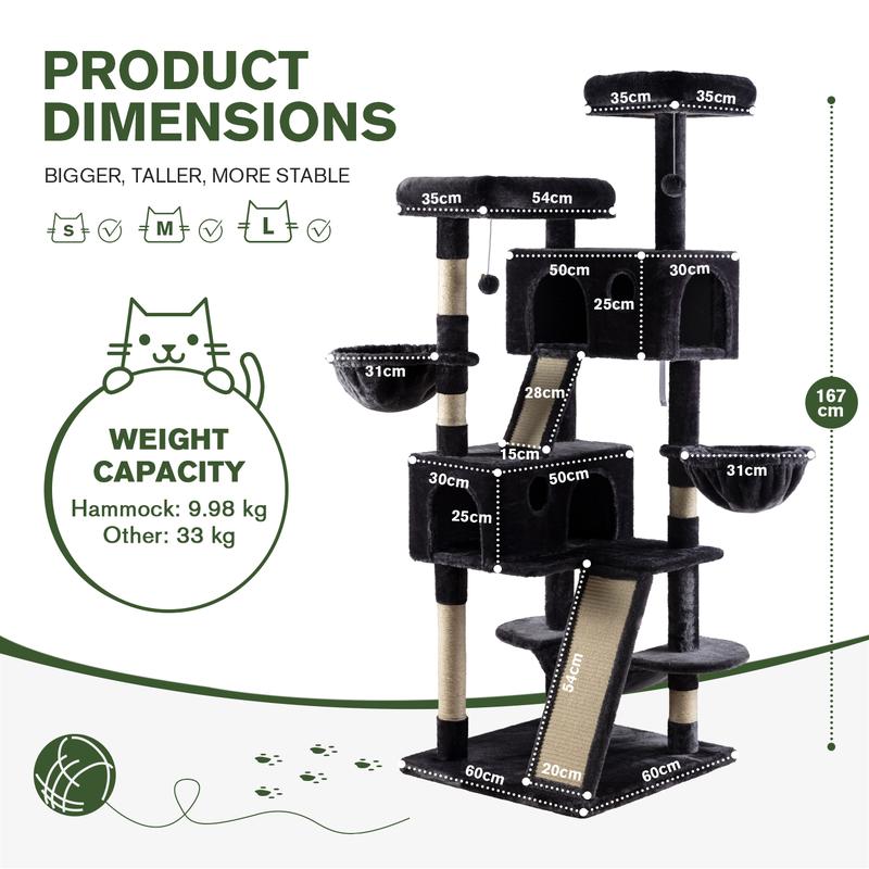 MUTICOR 65in Multi-Level Cat Tree Tower for Indoor Big Cats with Cozy Plush Perches,Cat Condo,Sisal Scratching Posts & Hammock and Baskets#TikTokShopBlackFriday #ChristmasGifts
