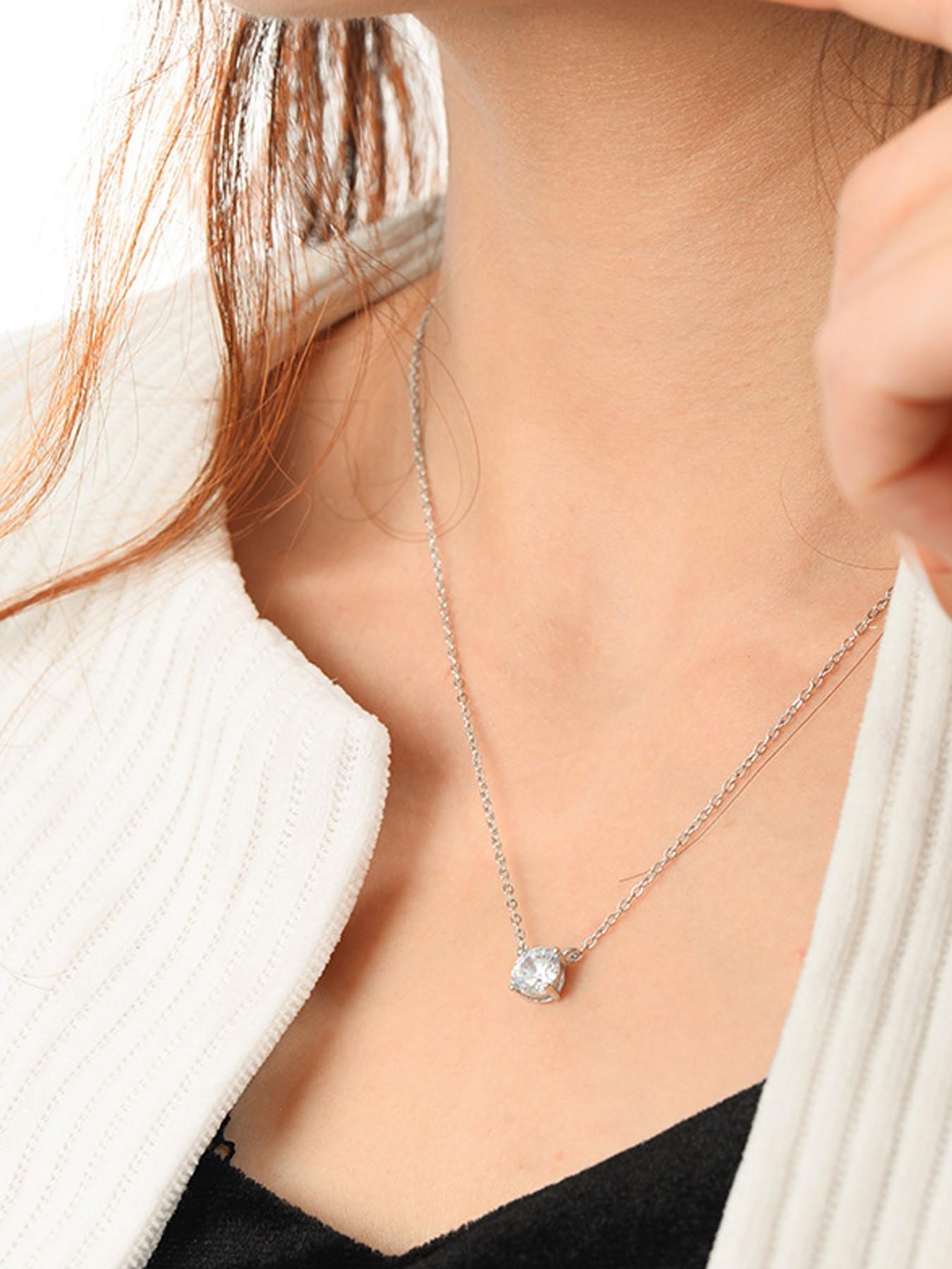 A pair of moissanite Pendant Necklace, D Color 1-3 Carat Lab-Grown Diamond, 925 Sterling Silver Jewelry, Perfect for Wedding and Engagement