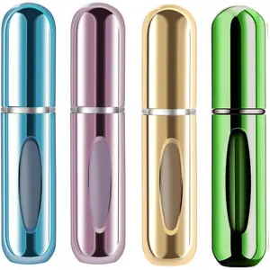 4 Pack Mini Spray Bottles for Travel, 5ml Travel Cologne Sprayer, Mini Refillable Perfume Portable Atomizer Bottle for Traveling and Outgoing (Royal Blue-Pink-Gold-Green)