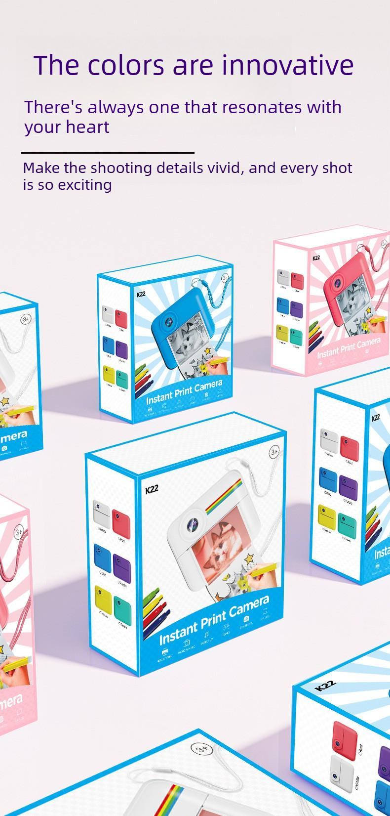 Kids Instant Print Digital Camera, Shoot & Print Instant Color Photos, Cute Photography Toy Perfect Birthday Gift for Little Girls#