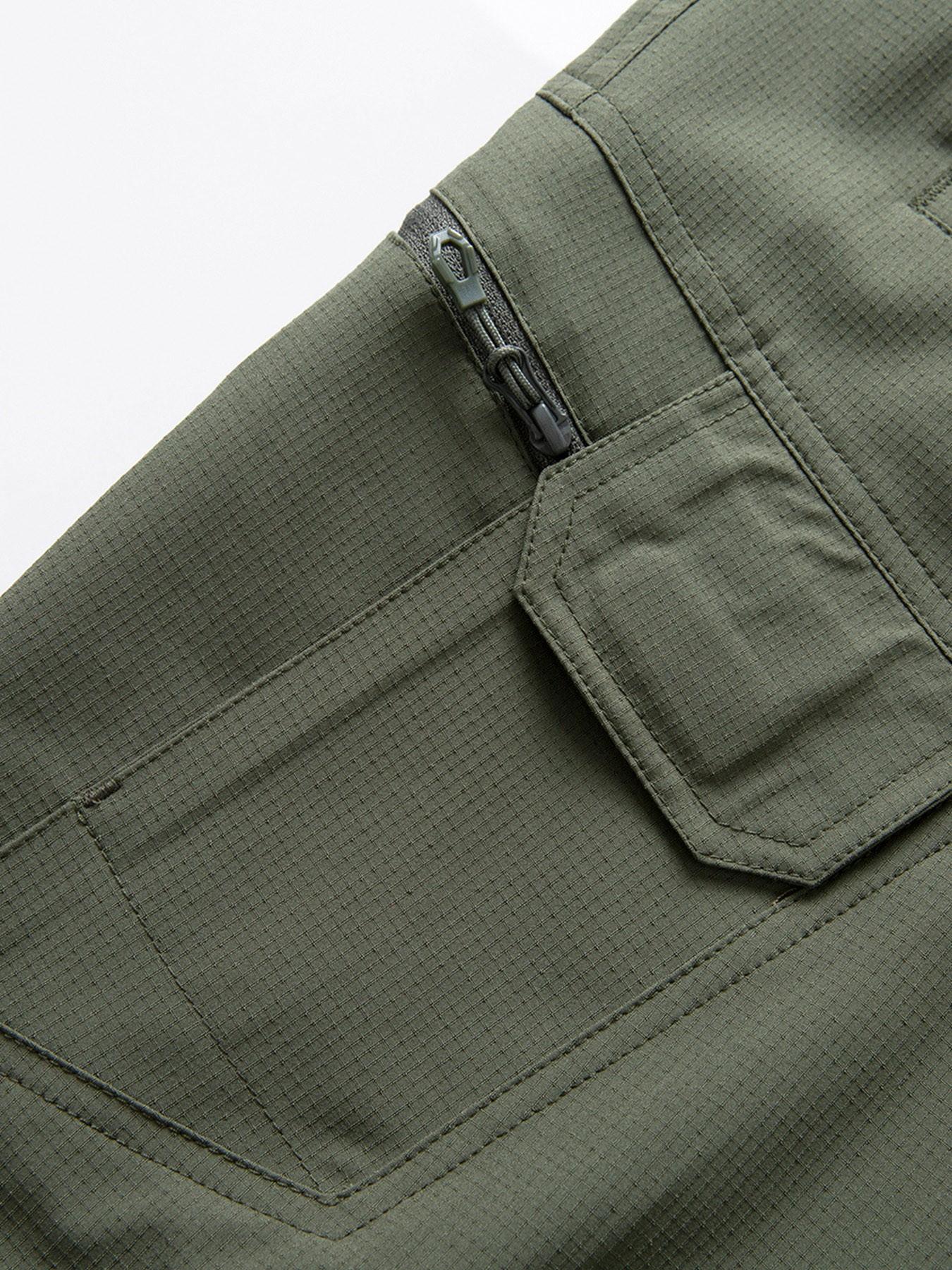 Men's Solid Color Cargo Quick Dry Hiking Pants, Elastic Waist Breathable Stretch Outdoor Trekking Trousers, Wrinkle‑Resistant Durable Straight Work Pants with Multi Zipper Pockets for Mountaineering Fishing Camping Summer Sports Daily Wear, 6 Colors