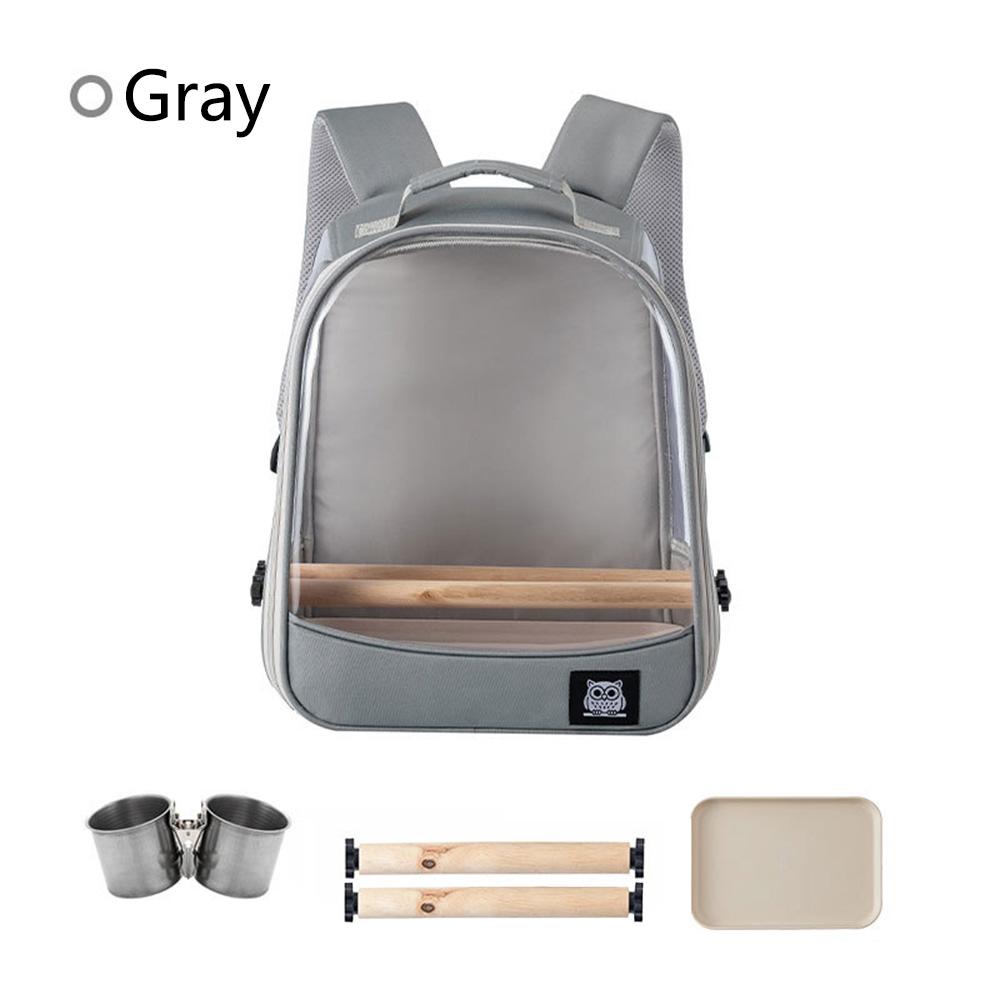 Parrot Bird Backpack, Portable Bird Travel Bag, Transparent Window, Breathable Mesh, 2 Perch Sticks, Dual Food Cups, Detachable Tray, Adjustable Straps, Enclosure