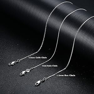 3pcs Stainless Steel Necklace Chain for Women Men, 1mm Thin Dainty Silver Color Chain, Sturdy Long Lobster Clasp, All Seasons Jewelry