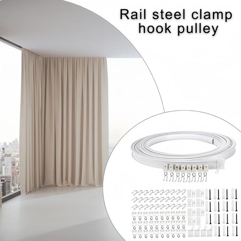 Flexible Curtain Track Kit, 5m Curtain Rail with Accessories, Adjustable Curtain Rods, Curtain Rod Bracket, Easy To Install Curtain Rail System for Home and Hospital Use