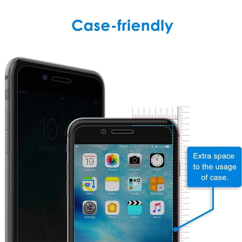 Privacy Screen Protector for iPhone 8 Plus & iPhone 7 Plus, Anti-Spy Protective Tempered Glass Film, 3-Pack, Enhance Privacy Protection, Accessories