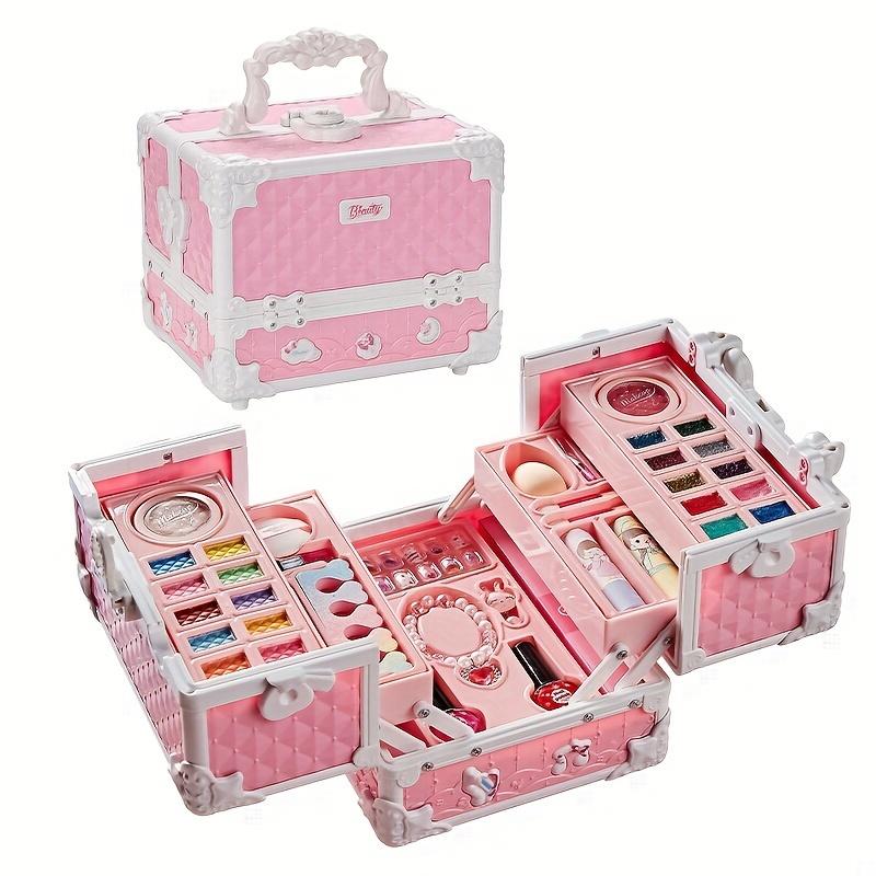 Kids Makeup Kit for Girls, Washable Real Makeup Set with Cosmetic Case, Pretend Play Beauty Set for Dress Up, Birthday Christmas Easter Gift for Little Girls