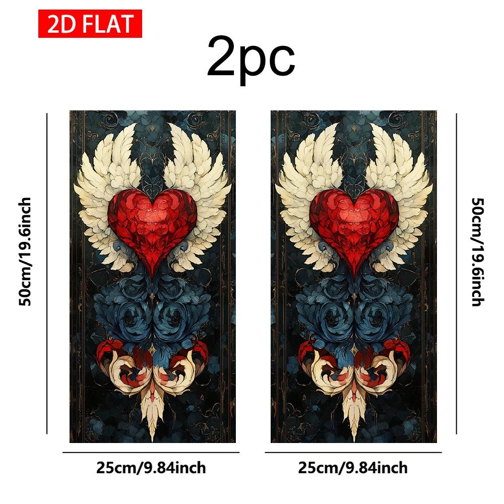 2 Sets Heart-Shaped Baroque Style Car B Pillar Stickers, Self-Adhesive PVC Decorative Stickers, Waterproof Scratch-Resistant, Car Exterior Accessories