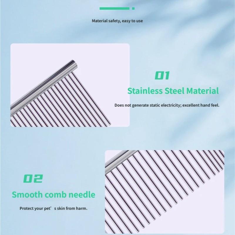 1pc Pet Hair Remover Comb, Stainless Steel Pet Grooming Brush, Gentle Removal of Loose Knots, Durable Cleaning Beauty Comb