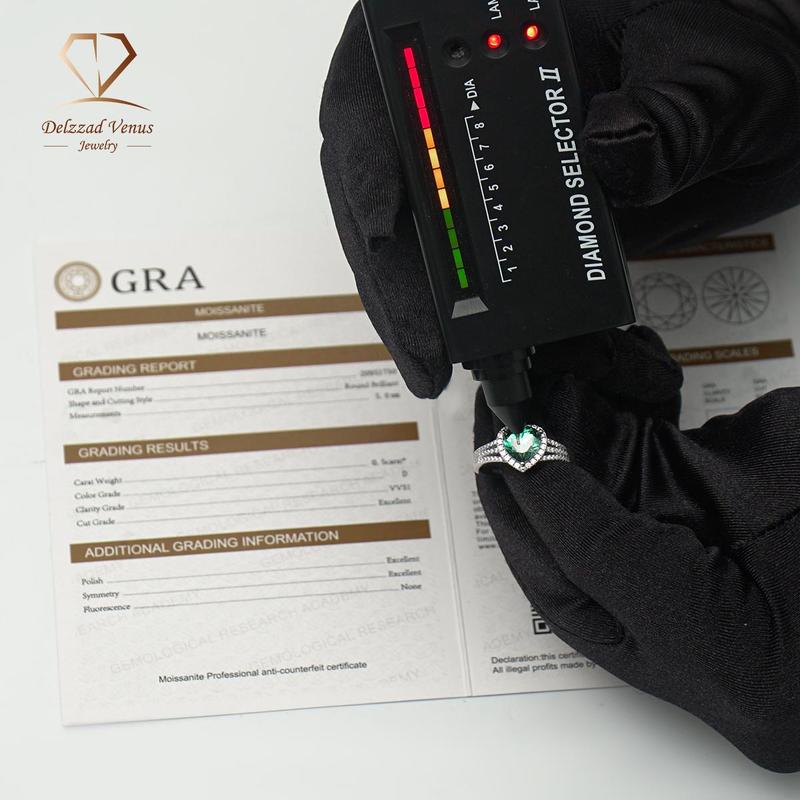 Delzzad 2ct S925 Heart Cut VVS Synthetic Moissanite Sparkling Love Ring Wedding Anniversary Gift For Women