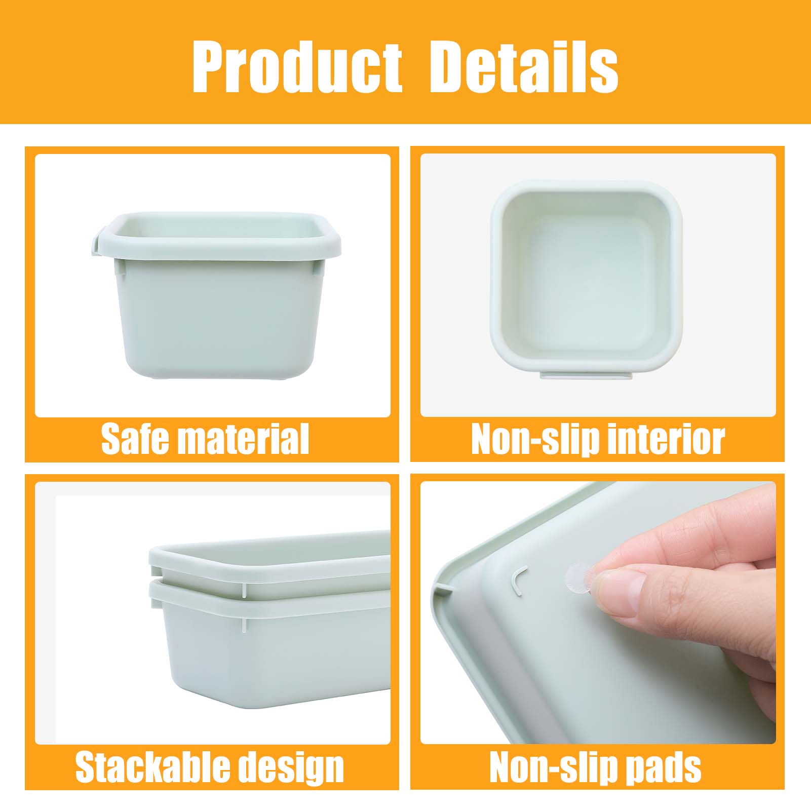 16-Piece Plastic Drawer Organizers Set - 4 Sizes, Versatile Storage Bins for Bathroom Vanity, Kitchen Utensils, Makeup, Office Supplies, Lightweight Sturdy, Bakeware