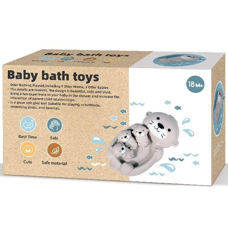 Cute Seal Family Bath Toy Set, Silicone Floating Stacking Toys, Safe Non-Toxic Bathtub Toys for Toddlers, Includes Mother Seal and 3 Pups, 0-3 Years
