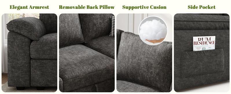 【4-5 Packages】108 Inch Sectional Sleeper Sofa with Pull Out Bed, U Shaped 5/7 Seat Modular Sectional Sofa with Storage, Sectional Couches for Living Room, Cloud Modular Couch, Removable Sofa Cover#daybed