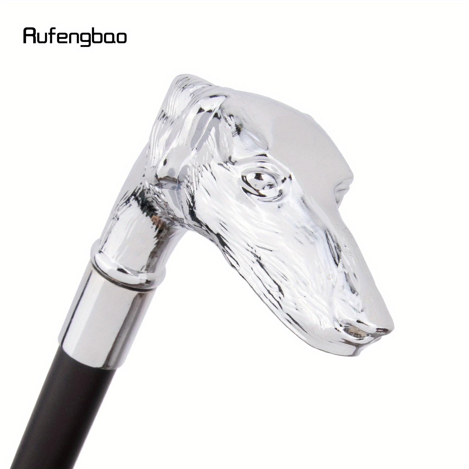 White Dog Sausage Dog Head Walking Cane Fashion Decorative Walking Stick Gentleman Elegant Cosplay Cane Knob Crosier 93cm