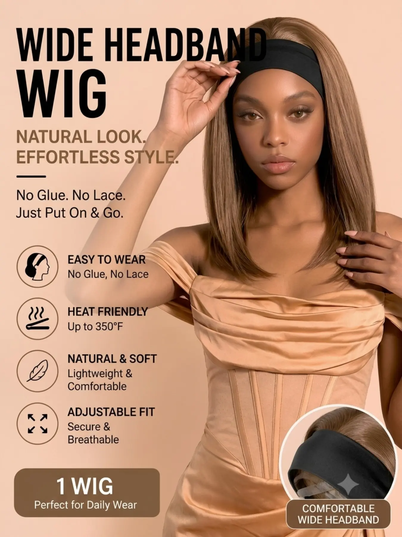 Bobo Headband Wig Combo, Heat-Resistant Curly Hair, No Cap Needed, All Seasons Use, Lazy Person Friendly, Bdjf001 Batch Number