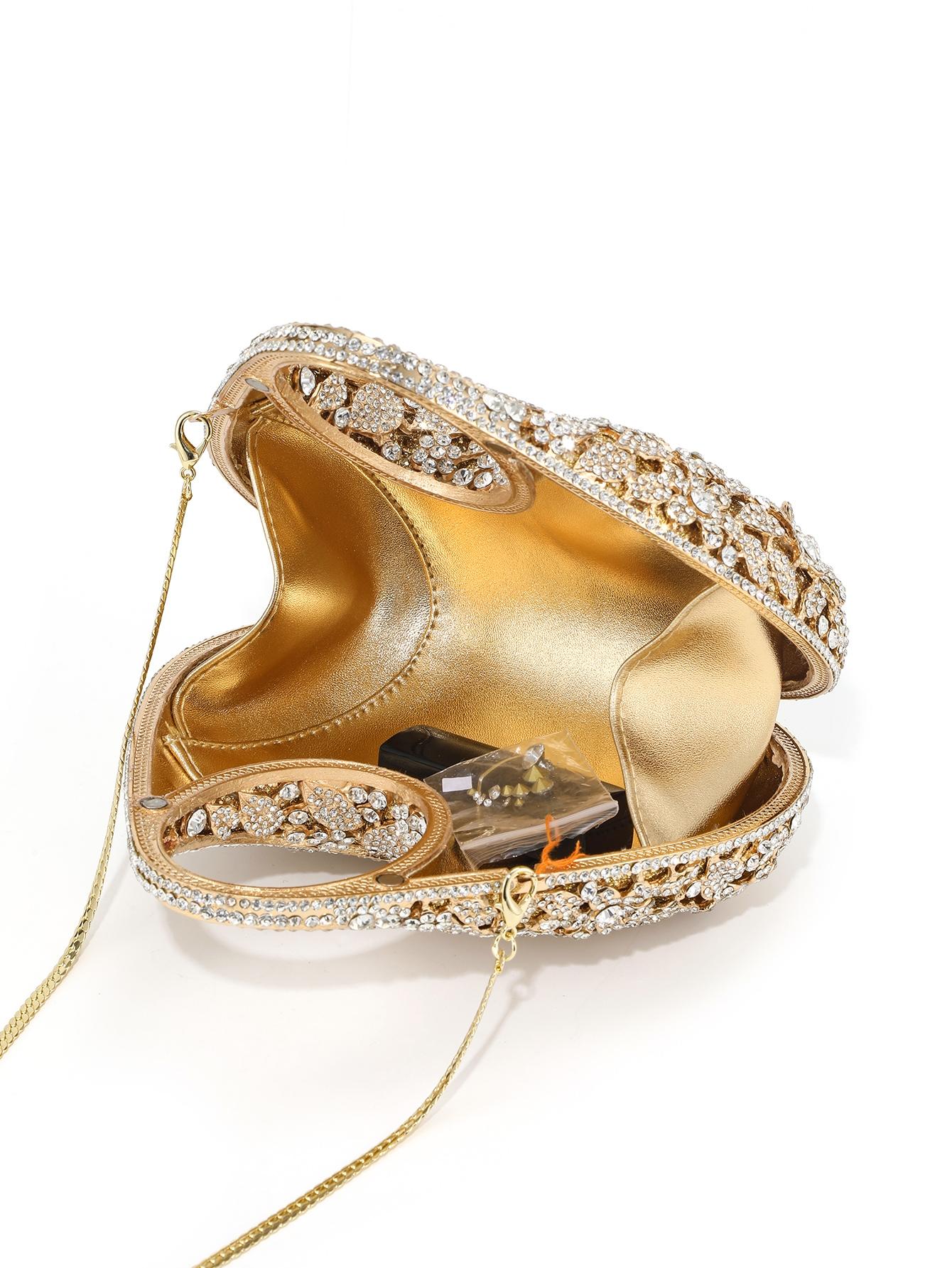 Elegant Crystal Evening Clutch, Handmade Metal Diamond Bag, Perfect for Weddings, Parties, Dinners, Luxurious Sparkling Design