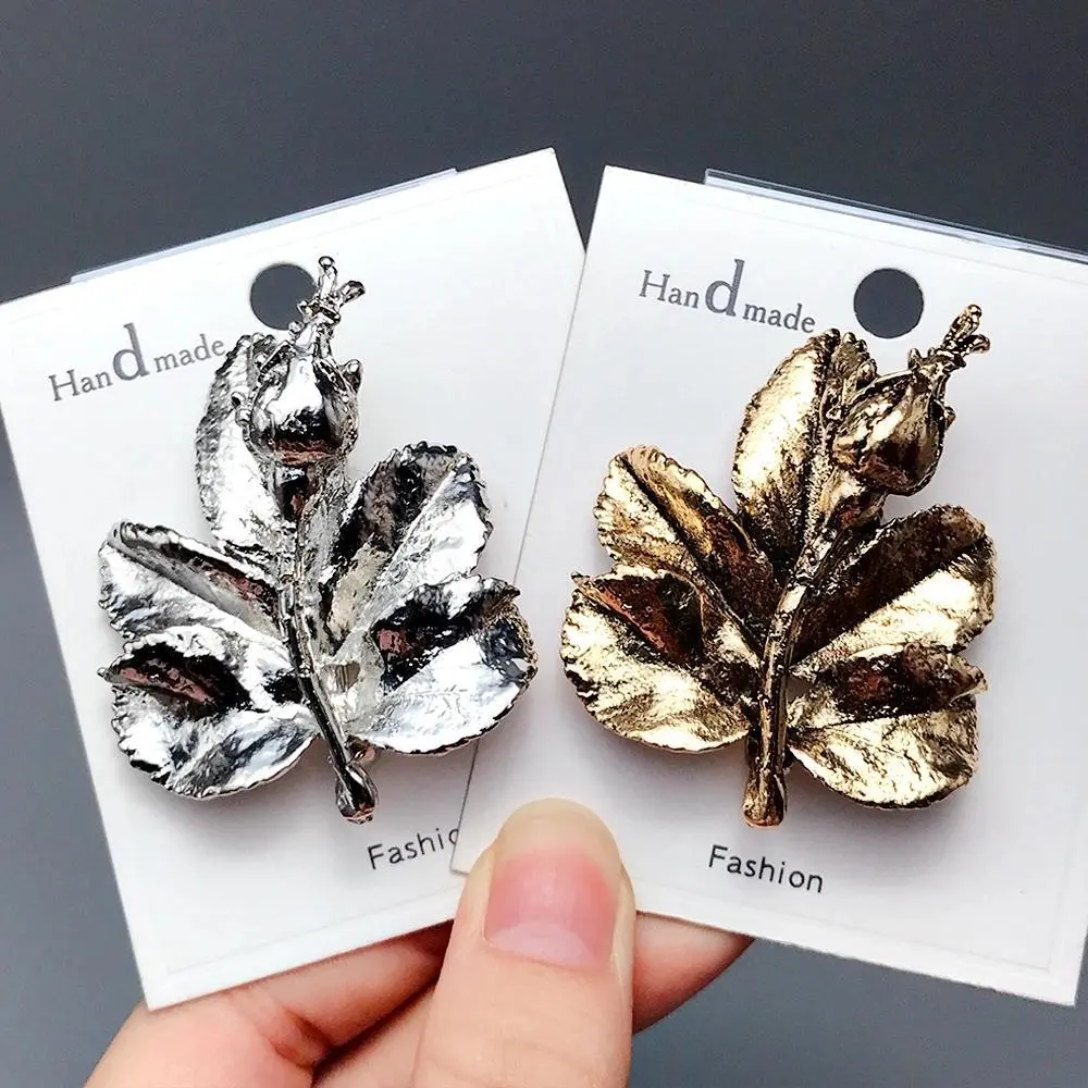 Inokeey Metal Leaf Brooch Simple Pins For Suit and Dress Jewelry Accessory Gift