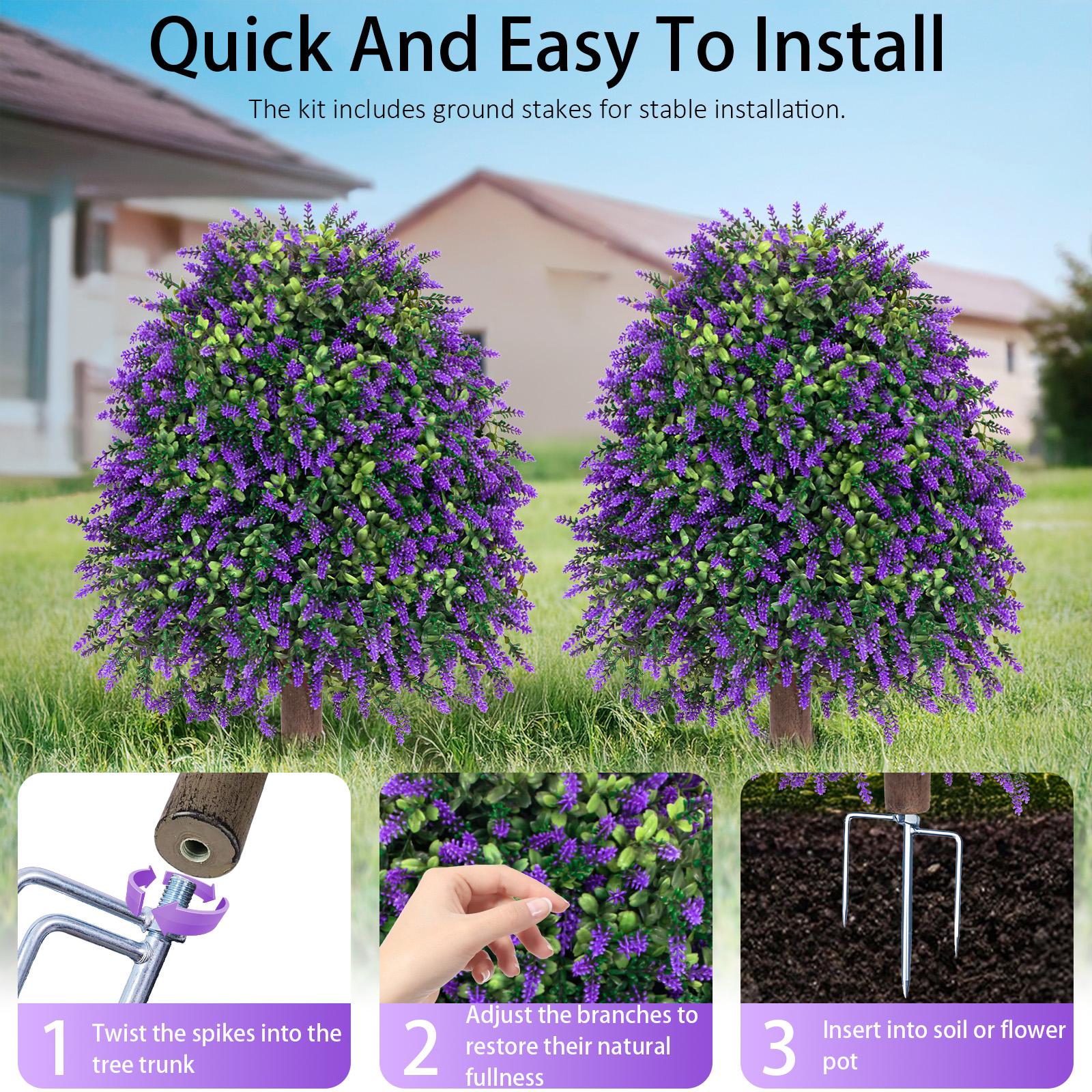 2 Pcs Topiary Artificial Plants for Outdoor Use, UV Resistant Fake Shrubs for Garden Front Porch Yard Balcony Decor, Lifelike Fake Plant