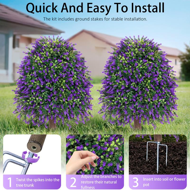 2 Pcs Topiary Artificial Plants for Outdoor Use, UV Resistant Fake Shrubs for Garden Front Porch Yard Balcony Decor