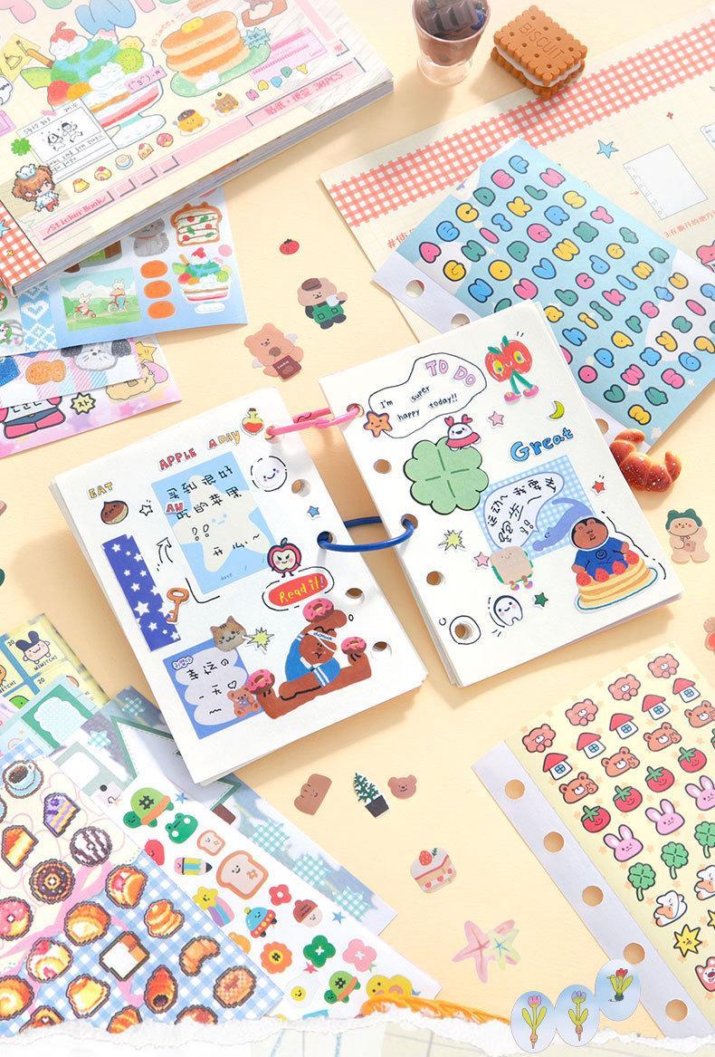 30Pcs Cute Sticker Book Laptop Decorative Stickers Aesthetic Scrapbooking Journaling Stickers Kids Gift Korean Stationery