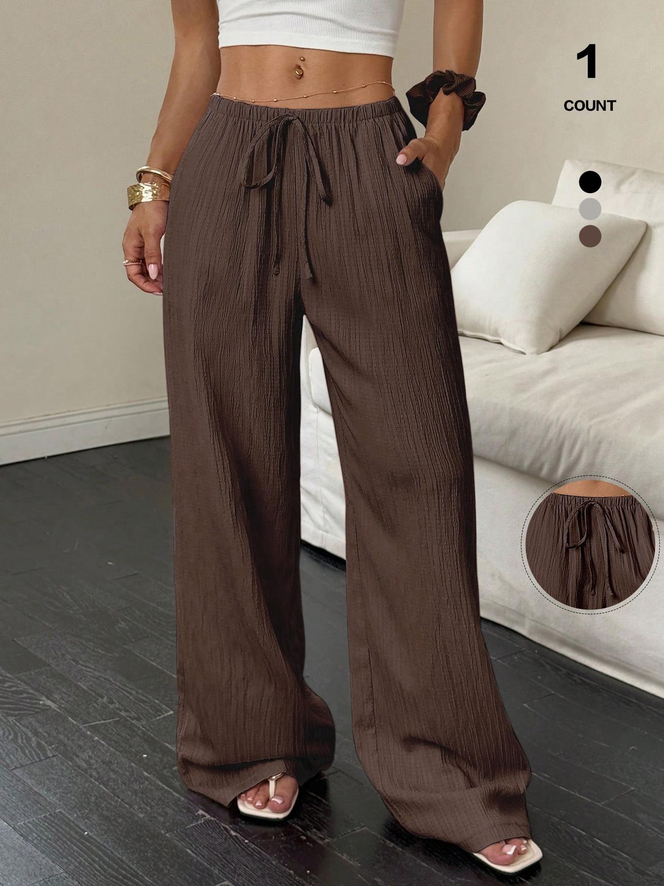 3/1 Counts Women's Linen-Like Polyester Casual Pants Wide Leg Summer Beach Palazzo Pants back to school,2026