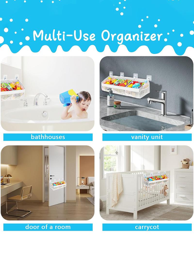 Mesh Bath Toy Storage Bag, Large Capacity Bath Toy Holder, Durable Bathroom Storage Bag, Easy To Hang and Dry, Suitable for Children's Toys and Bathroom Accessories