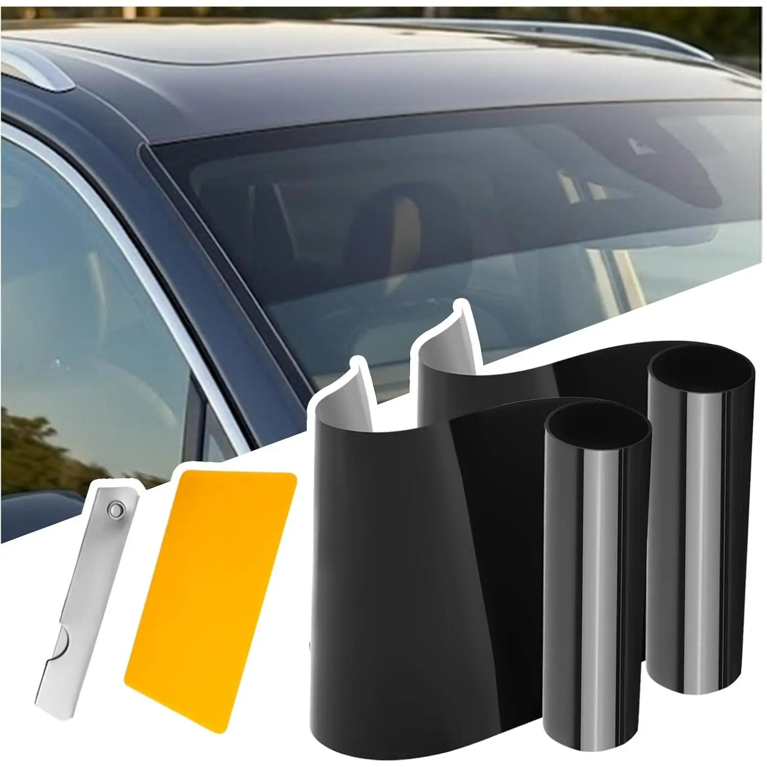 2 count 59.06×5.91 Inch 5% VLT  Window Tint Film Kit,Cuttable  Tints for Window Includes Scraper/,Professional  Windshield Tint Strip for Effective Glare