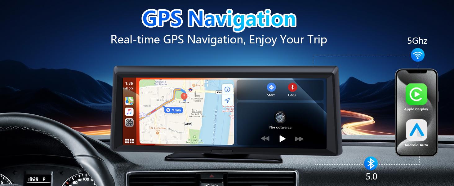 【Hieha】2026 Top-Rated Carplay Dash Cam:Updated 8.14" Portable Touchscreen with Wireless Carplay, Android Auto, 1080P Backup, and 2K Front Camera — Complete GPS Navigation System Carplay for Any Car Carplay  Screen Big Screen Carplay