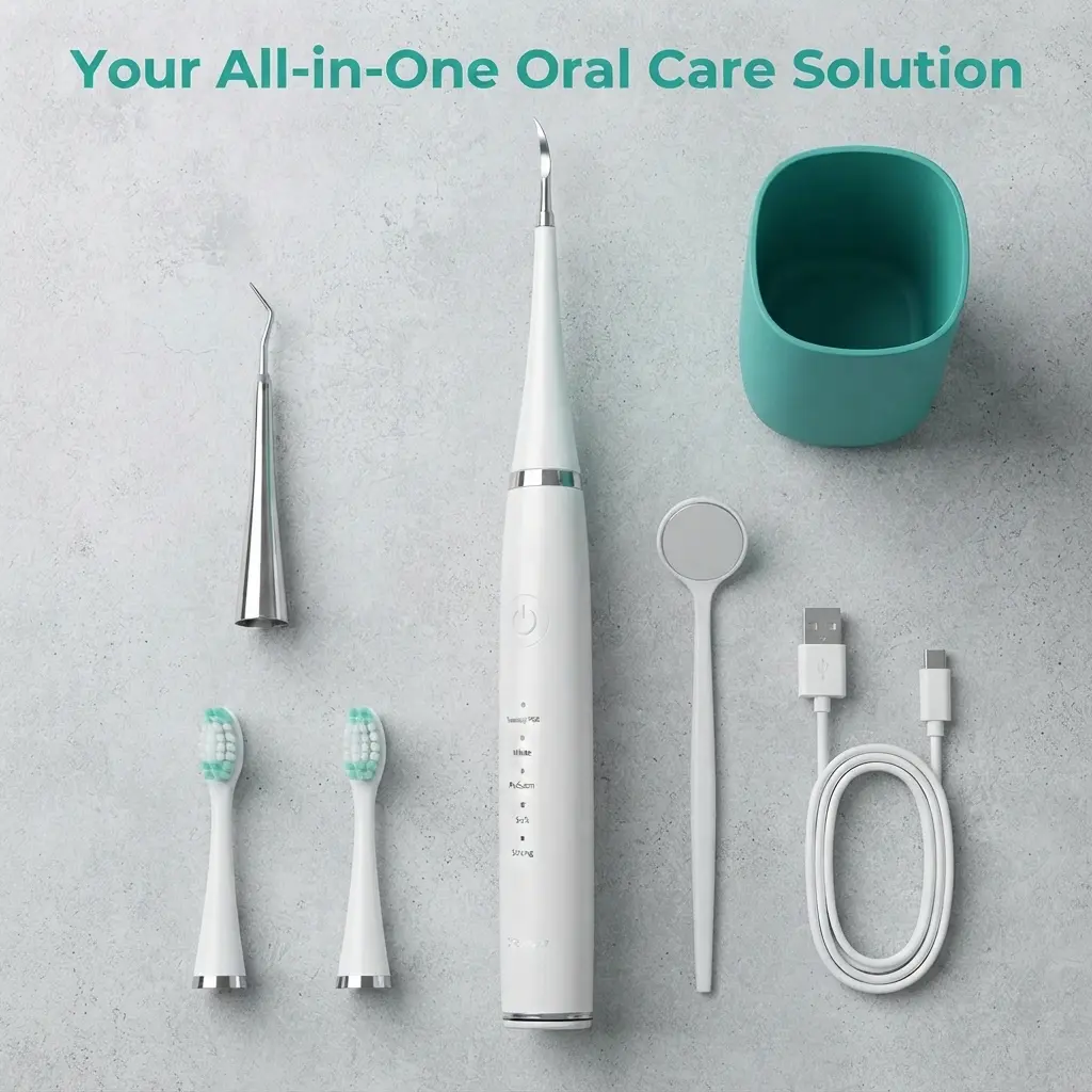 Ultrasonic Teeth Cleaner - Handheld Oral Care Tool, Waterproof USB Rechargeable Plaque Tartar Remover with Adjustable Modes for Adults, Promotes Cleaner Smile, Adjustable Mode