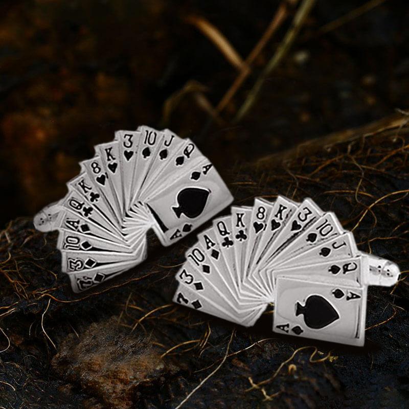 GTHIC Poker Card Brass Cufflinks Minimalist Jewelry Accessory for Couples Birthday Gift