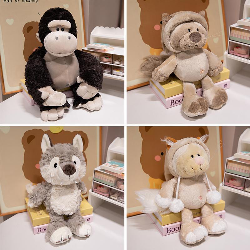 Super Cute Gorilla Wolf Leopard Cat Plush Toy Cartoon Soft Animal Baby Doll Hug Pillow Room Decoration Birthday Christmas Gifts