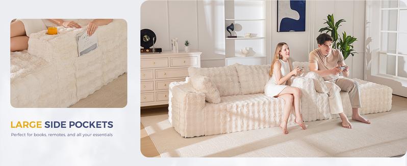 MAXYOYO 104" Modular Sectional Couch with L-Shape Chaise, Modern Boneless Couch for Living Room, Sofa in A Box, Faux Fur Sofa Sleeper with Deep Seat, No Assembly Required MAXYOYO 104" Modular Sectional Couch with L-Shape Chaise, Modern Boneless Couch for Living Room, Sofa in A Box, Faux Fur Sofa Sleeper with Deep Seat, No Assembly Required