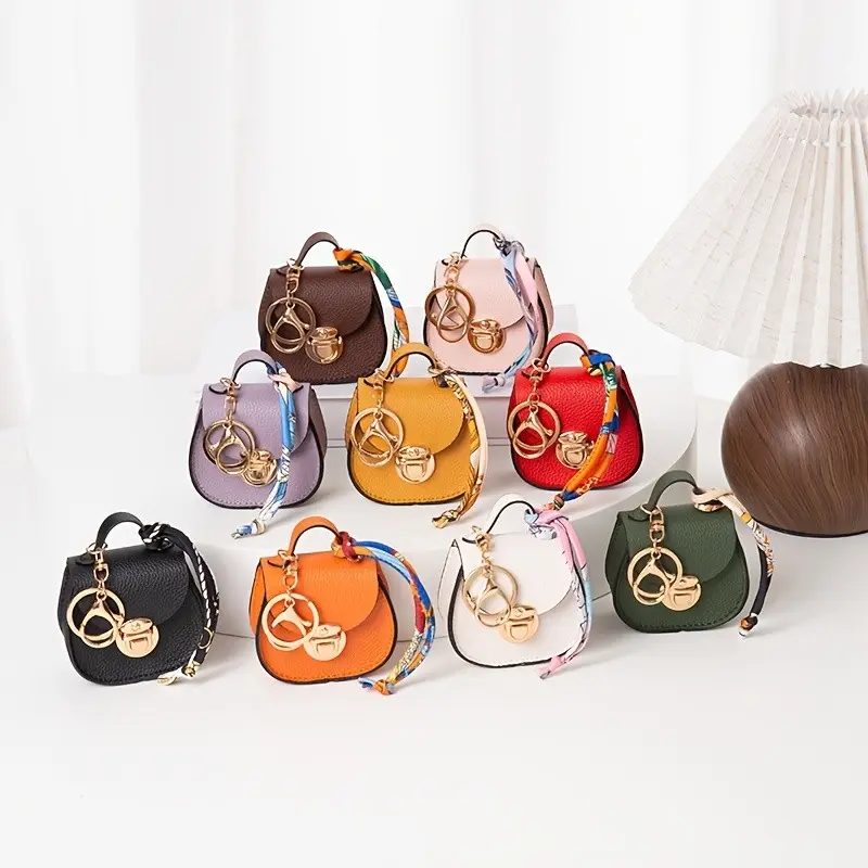 Mini Saddle Bag, Luxury PU Leather, Classic Design, Metal Lock, Detachable Colorful Ribbon, Perfect for Daily Use & Holidays