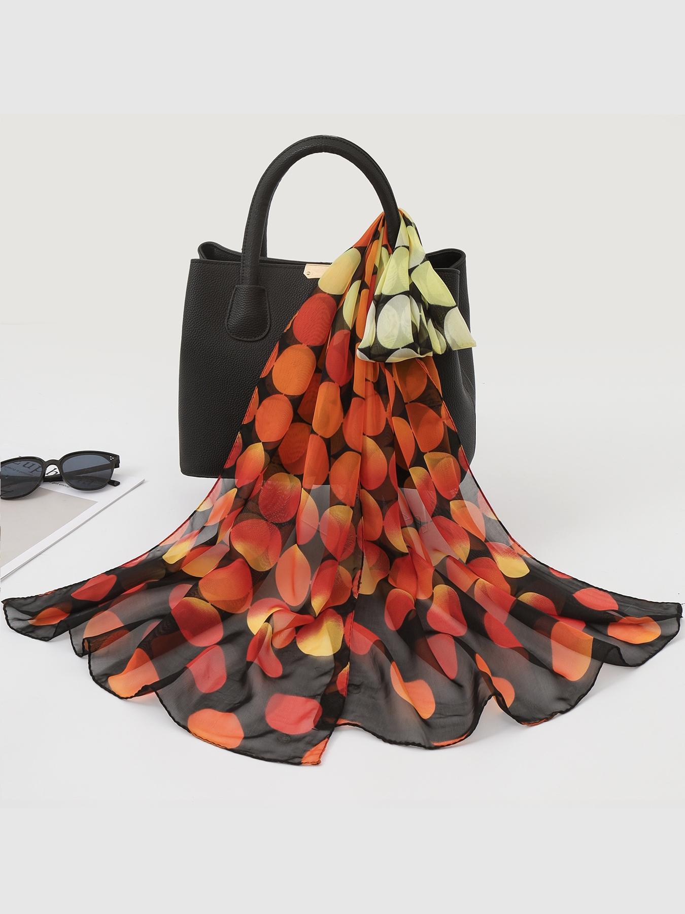 Women's Geometric Print Chiffon Scarf, Loose-Fit Fashion Neck Warmer, Spring & Fall Lightweight Sun Protection Wrap, Casual Style Accessory