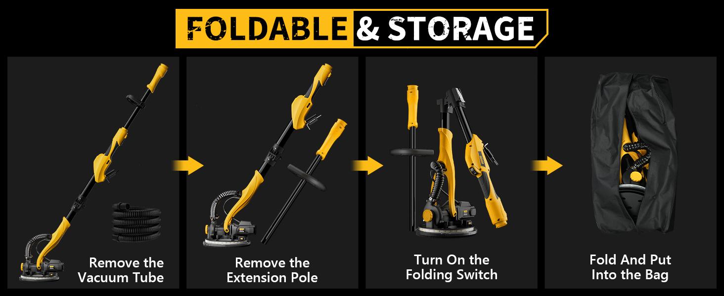 Alloyman Drywall Sander, 1050W Electric Drywall Sander with Vacuum Dust Collection, 2100RPM Wall Sander with 7 Variable Speed, Foldable & Extendable Handle, Double-Deck LED Light, Dust Bag and Hose, Holiday Deals: Christmas Gifts and New Year Gift Ideas