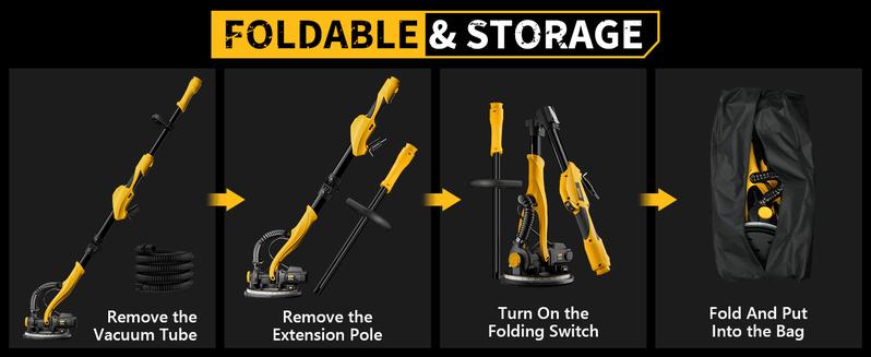 Alloyman Drywall Sander, 1050W Electric Drywall Sander with Vacuum Dust Collection, 2100RPM Wall Sander with 7 Variable Speed, Foldable & Extendable Handle, Double-Deck LED Light, Dust Bag and Hose, Holiday Deals: Christmas Gifts and New Year Gift Ideas