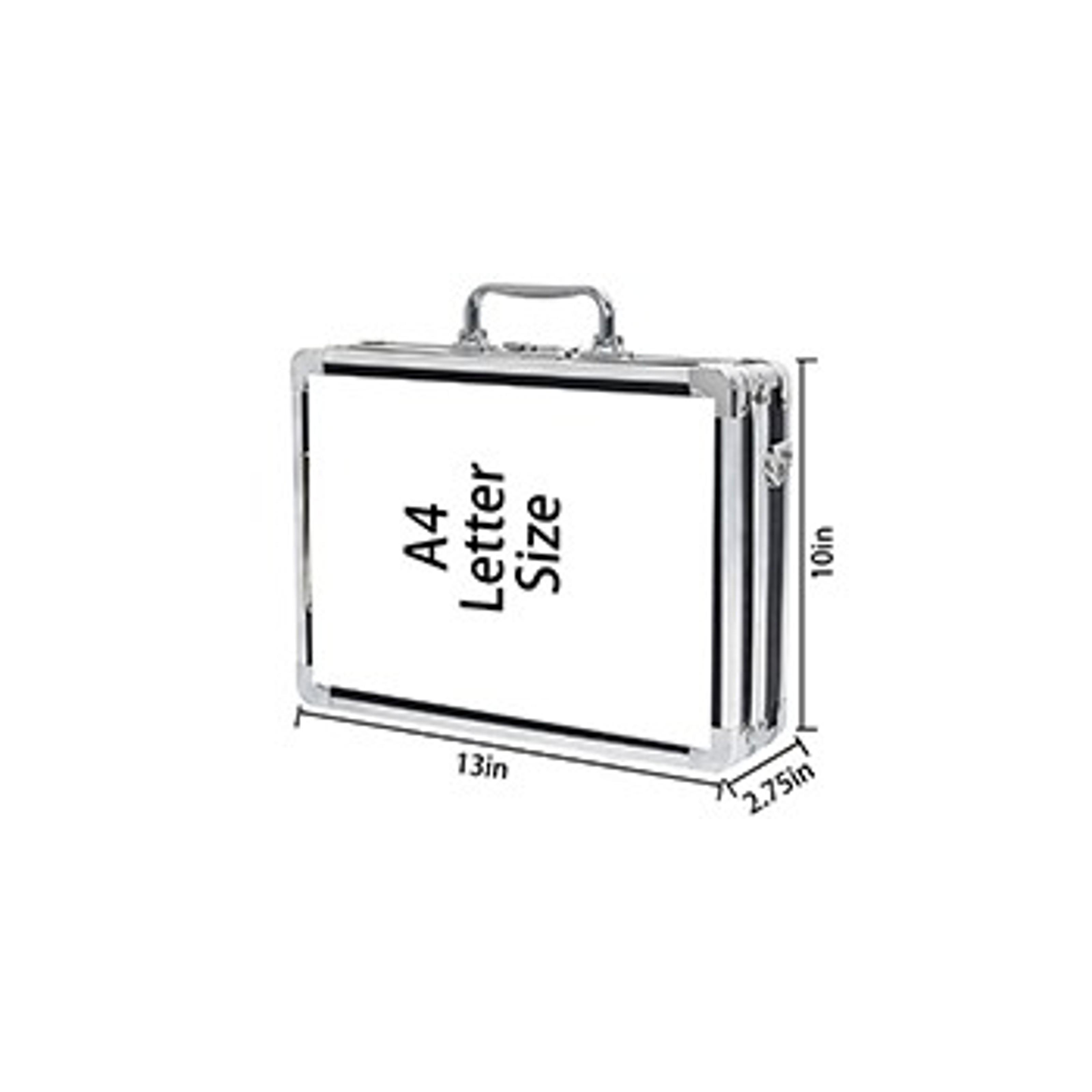 Aluminum Briefcase, Key Lock Clipboard Storage Box, Lockable Storage Case with Foot pad and Corner Protectors, 13x 10x 2.75 inch