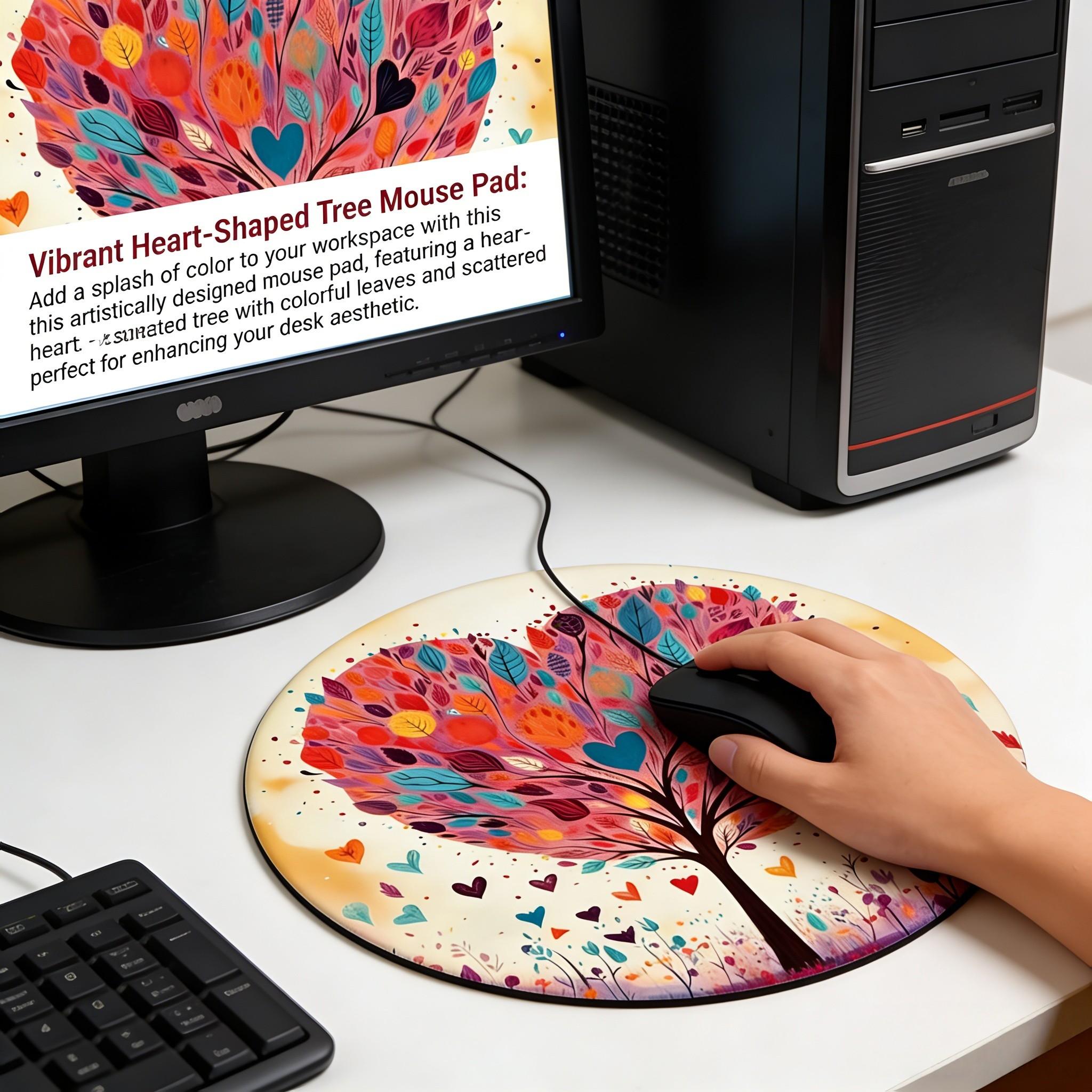 Fashion Leaf Round Mouse Pad, Non-Slip Rubber Base, Small Desktop Mat for PC/laptop, Gaming/mouse Pad, Office Use, Gift for Women - 7.87 Inches