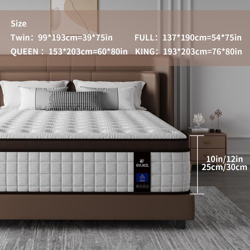 【miyedao】8/10/12/14 Inch Twin, Full, Queen, King Mattress Memory Foam And Spring, Hybrid MattressMedium Firmness, Lumbar Support, For Home Rooms Hotels, Boxed Halloween ChristmasGift Furniture Ergonomic mattress queen size mattress