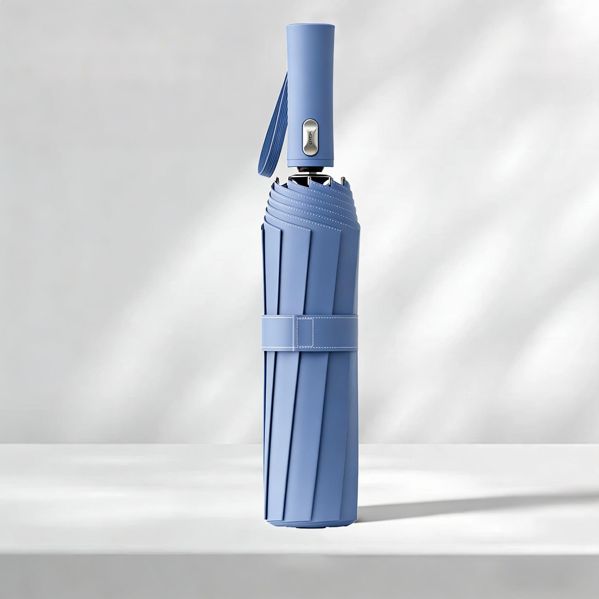 New Auto Open Close Umbrella, 40% Easier Retraction, Vinyl Coated UV Protection Umbrella, Thickened Fiberglass Windproof Frame for Work, Outdoor Leisure, Fishing, Golf, and Travel