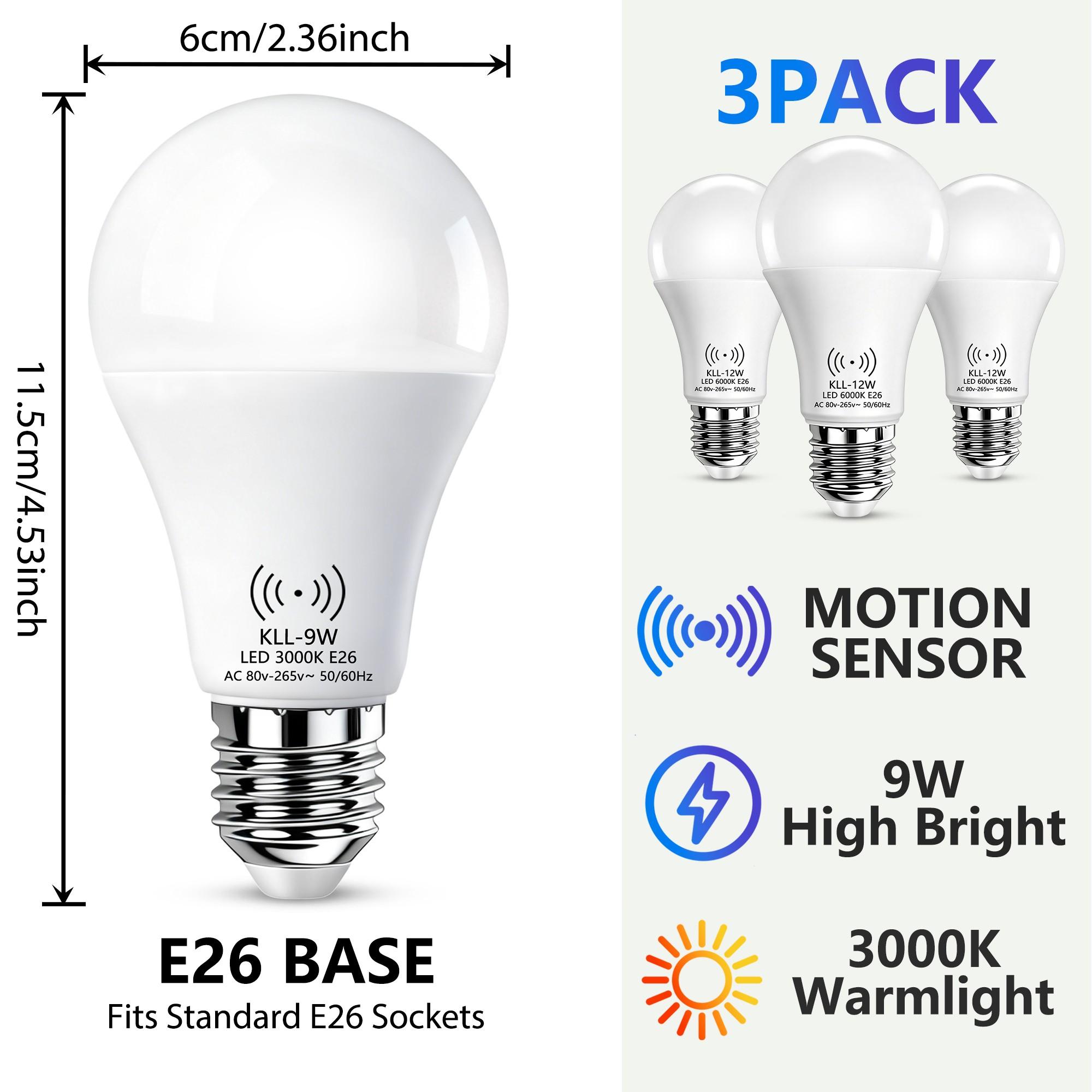 Kasotile Motion Sensor LED Bulb, 9w 3000k/6000k, Ac 80-265v, E26/e27 Base, Indoor Lighting, Hallway Lamp, Energy Efficient
