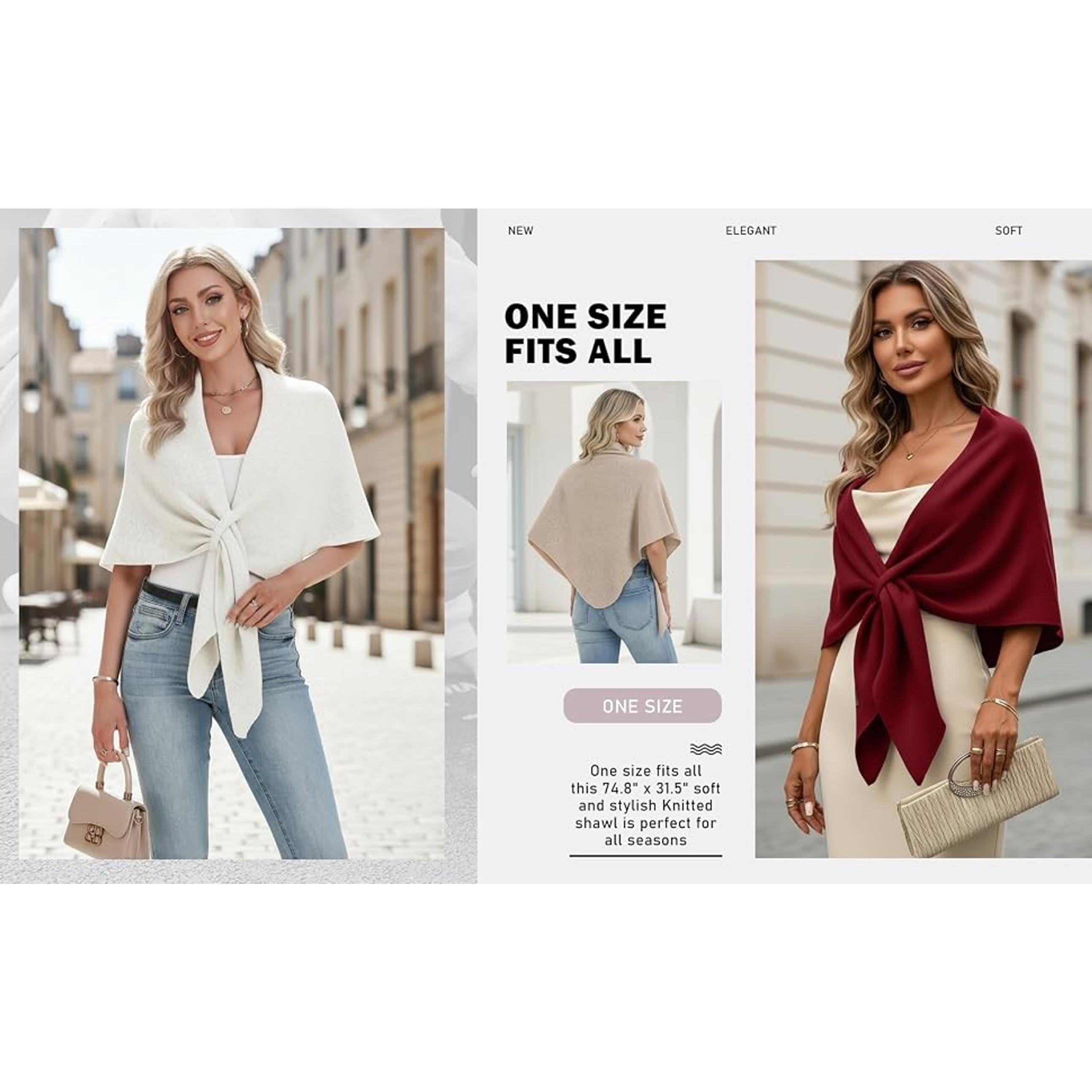 Shawl Wraps Women Pashmina Cardigan Triangle Cape Knit Shoulder Top Sweater Scarf for Fall Winter