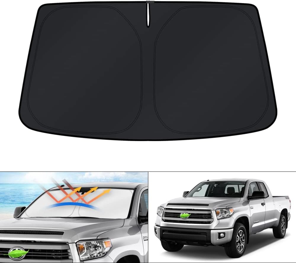 Canvcle Custom Fit Windshield Sun Shade for Toyota Tundra 2007-2025 Sunshade Sun Visor Protector Foldable Blocks UV Rays Keep Your Car Cooler