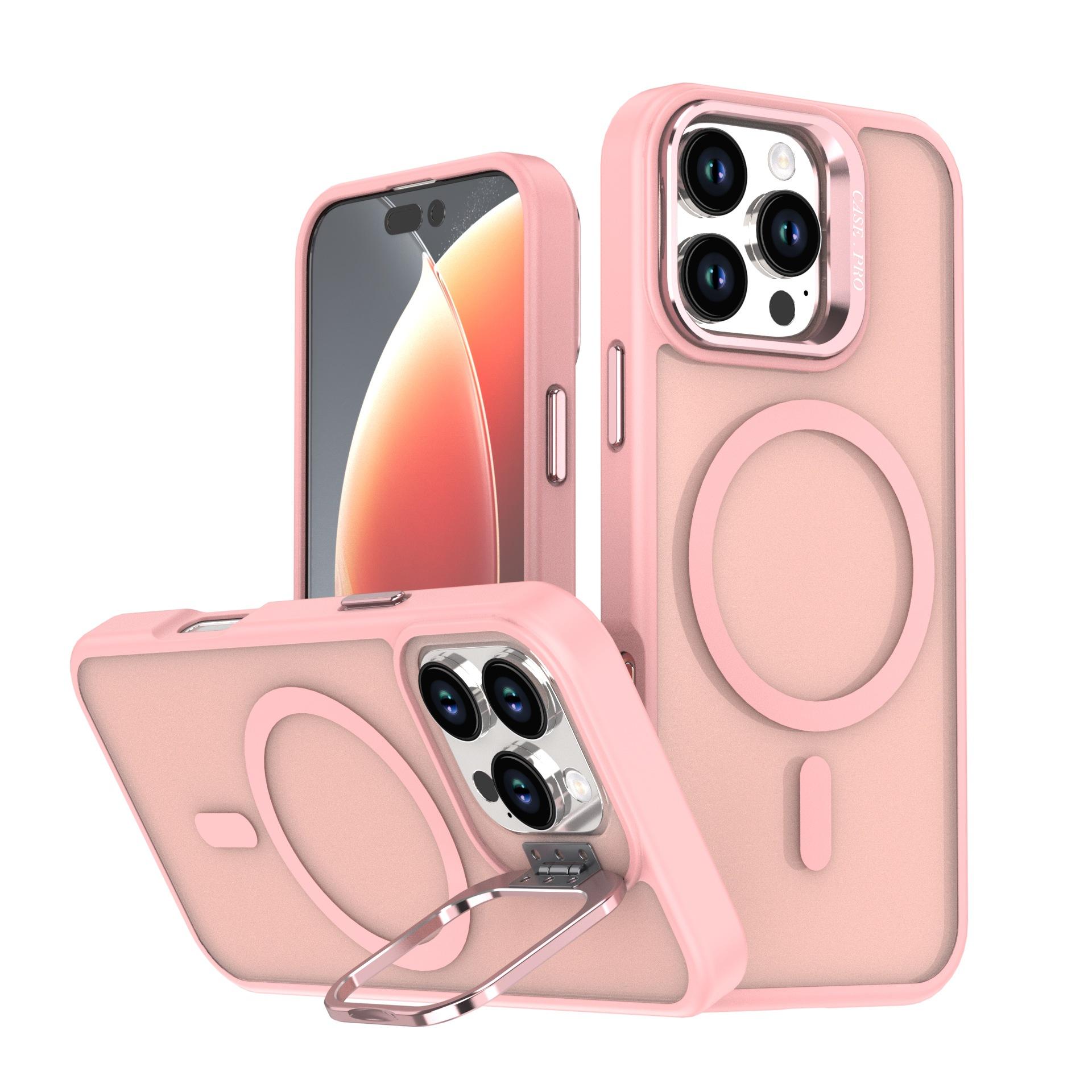 Matte Built-in Magnetic Ring Smartphone Casing for iPhone 12-17 Pro Max, Adjustable Lens Ring Handheld Stand, Shockproof Full Body Protection Cover for Devices, Supports Magnetic Wireless Charging & Car Mount