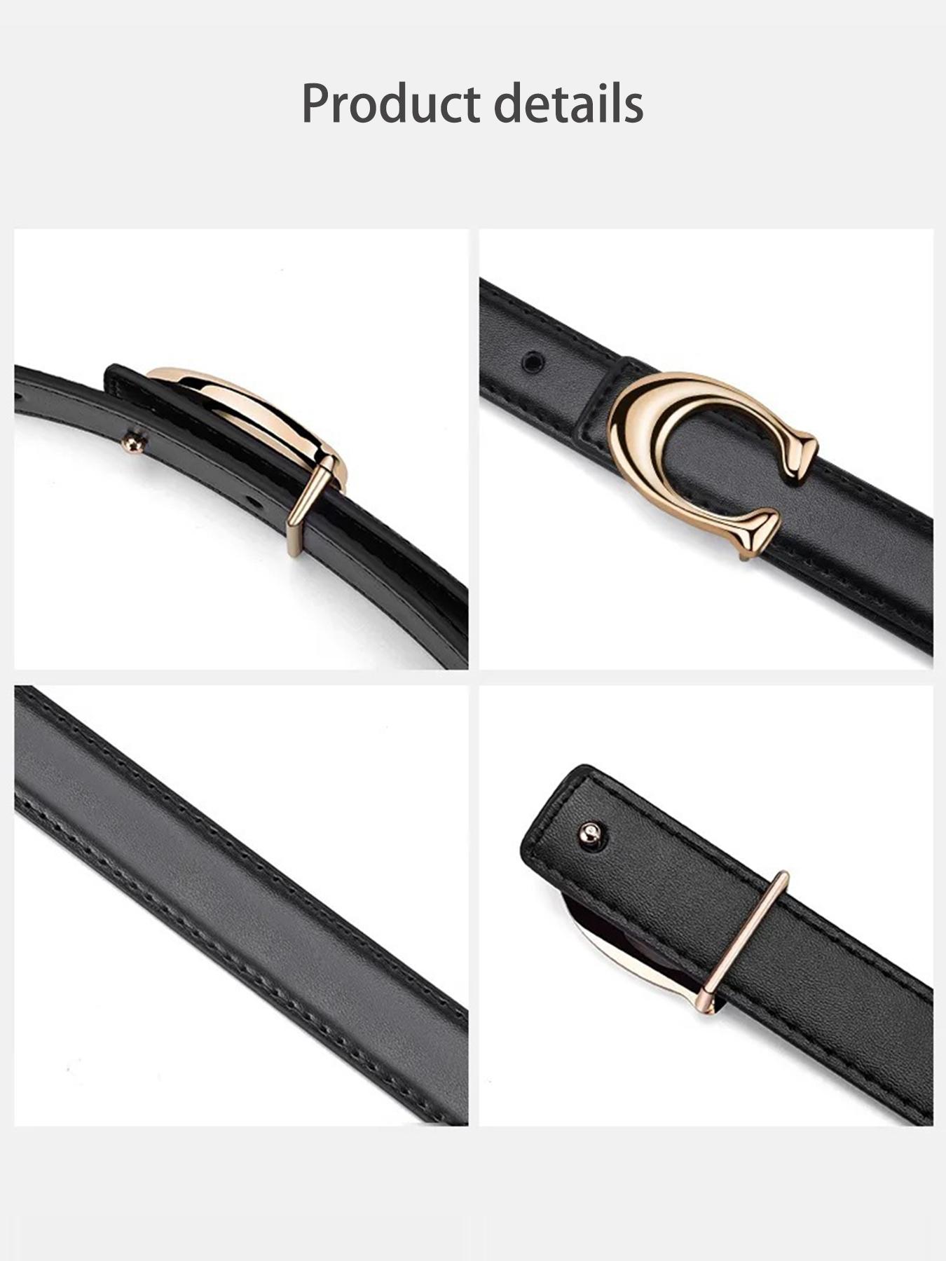 2pcs Women's New Fashion Belt, C-Shaped Alloy Buckle Design, Casual Thin Waistband, Skinny Belts, Casual Trendy Waistband, Suitable for Jeans, Suits, Dresses