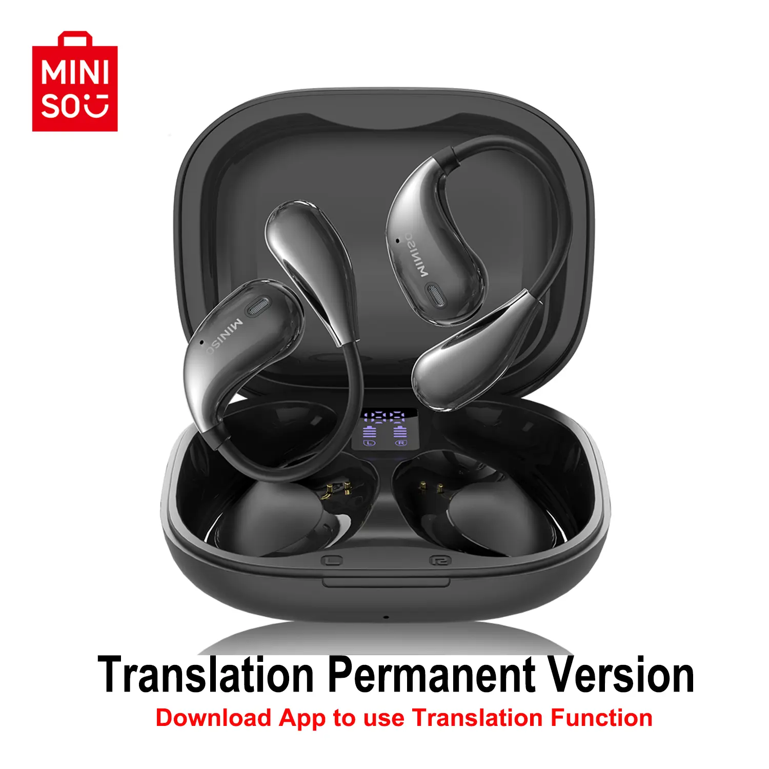 MINISO X33 AI translation earbuds with APP Support 134 Languages Wireless BT Headset,Wireless Earphone, Open-ear Design Earbuds, Open Ear Earphones, HiFi Sound Quality Music Wireless Earbuds, Gaming Low Latency Wireless Headphones