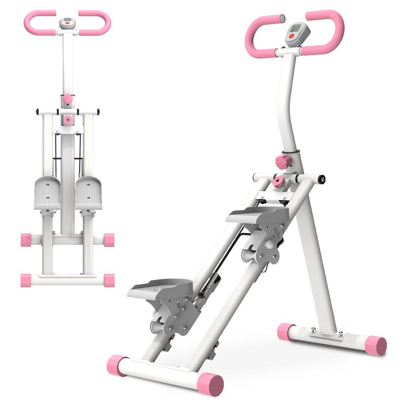 【KINMAC】330lbs Stair Stepper Climber Machine with Adjustable Resistance & Handlebar - Upgrade Vertical Climber Workout Machine for Full-Body Exercise Climber Fitness Equipment with Stable Frame-Pink