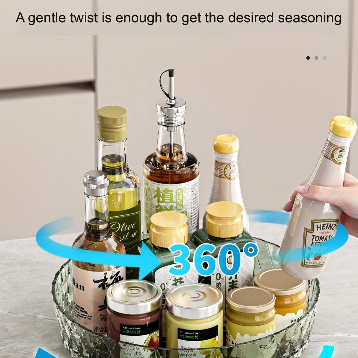 Rotating Storage Rack for Kitchen Countertop, Multi-Functional Rotating Tray, Spice Organizer, Living Room Desktop Storage Tray