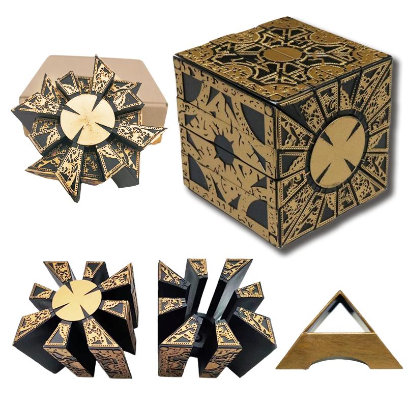 Functional Hellraiser Puzzle Box Detachable Deformation Lock Box with Base Horror Collectible Puzzle Solving Toy Decor