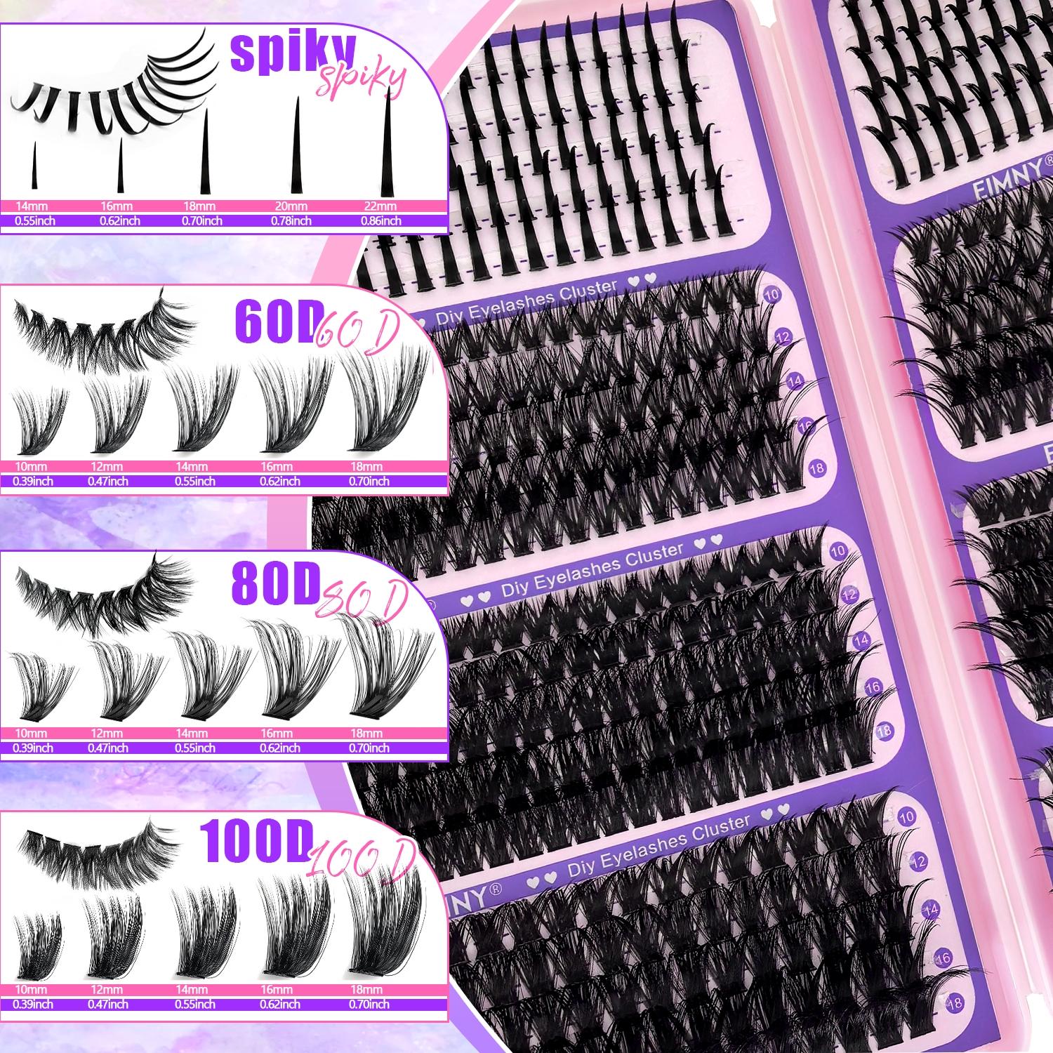 2244/800/244Pcs Spikes Lash Clusters, Ultra-Thick Lash Extension with Spiky and Bottom Lash, Volume Individual Eyelash Extensions, 10-18mm Lengths Reusable DIY Manga Anime Fluffy Lashes, D Curl Fairy Spiky Lash for Dramatic Everyday