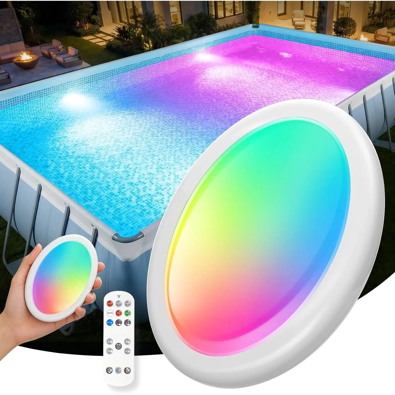 2026 Pool Lights for Inground Pool, 2500mAh Remote-Controlled  Floating Pool Lights, Dynamic Lighting LED Pool Light for Above Ground Pool Party Hot Tub Fountains Wedding-1PC
